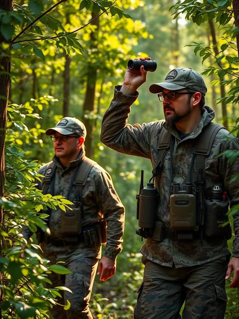 A dynamic image of ACCL members conducting an anti-poaching patrol in the Lancon-Provence area, highlighting their dedication to wildlife protection.